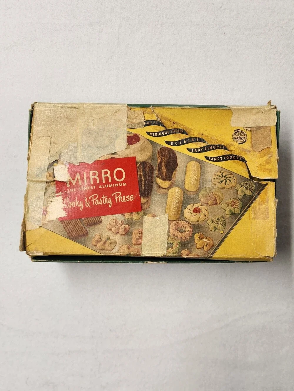 Vintage 50s Mirro Aluminum Cookie Pastry Press Set 17 Metal Discs Baking Spritz
